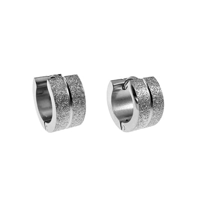 ∅13mm x 7mm Oorringen Unisex - RVS - Brede Oorringen - Zand-Ontwerp Oorbellen Dames - Heren