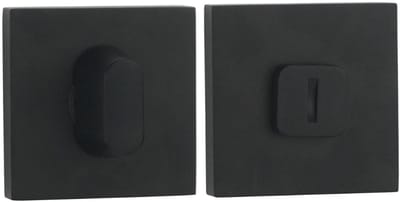 KAIA - WC-Garnituur - WC/Badkamerslot - Rozet - Vierkant - Zwart - Aluminium - 8x8 mm Stift