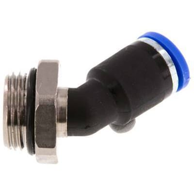 8mm x G3/8'' 45 graden L-verbinding Messing/PA 66 Insteekfitting Buitendraad NBR [2 Stuks]