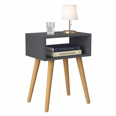 VCM Beistelltisch Nachttisch mit offenem Ablagefach, 45 x 30 x 56 cm, Holzoptik, modernes Retro-Design - Singol M
