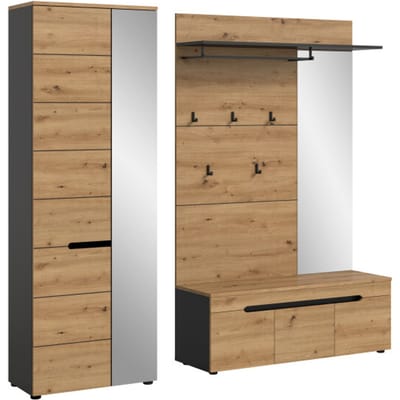 Garderobecombinatie met Spiegel en Zitbank - Moderne Ingangsoplossing - 200x190x37cm