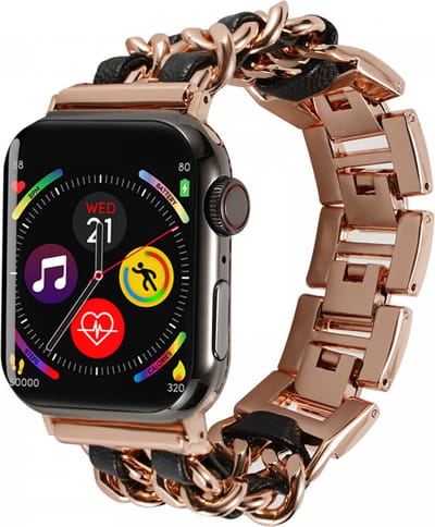 Geschikt voor Apple Watch 1 / 2 / 3 / 4 / 5 / 6 / 7 / 8 / 9 / 10 / SE / Ultra 49MM / 46MM / 45MM / 44MM / 42MM Gevlochten RVS Bandje Roze Zwart