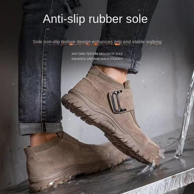 Chaussures d'assurance travail pour hommes anti-perforation chaussures spéciales pour soudeur anti-brûlure semelle souple résistantes aux hautes températures chaussures à embout acier 46 gray