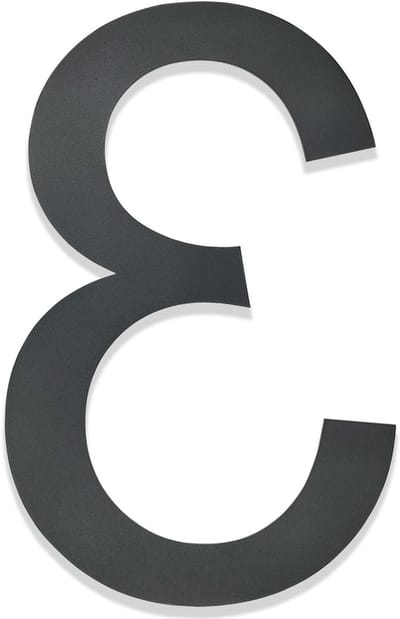 Huisnummer in antraciet RAL 7016 van roestvrij staal, 20 cm hoog, moderne Arial lettertype, duurzaam en weerbestendig