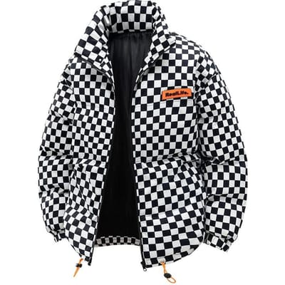 Winter Nieuwe Losse Verdikte Gewatteerde Kleding Koppel Staande Kraag Gewatteerde Jas 5XL gray