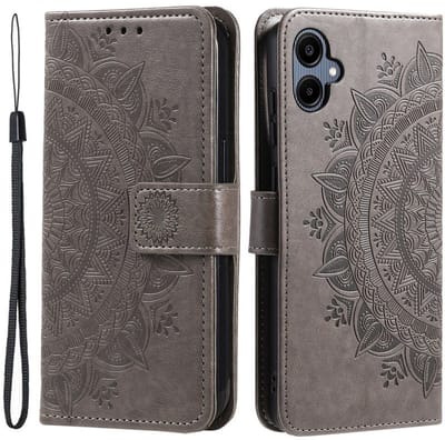 Hoesje Geschikt voor Samsung Galaxy A07 - Mandala Book Case met Pasjeshouder - Beschermhoes met Portemonnee Zwart