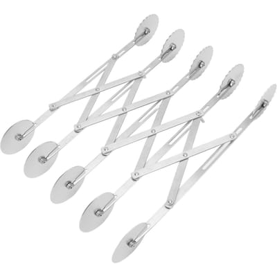 5 Wielen Pizza Snijder Roestvrij Staal Intrekbare Gebakssnijder Roller Keuken Bakaccessoire voor L(for 6.5-9kg) white