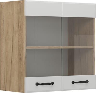 Vicco R-Line Glazen keukenkast – 60 cm Wit Landhuis