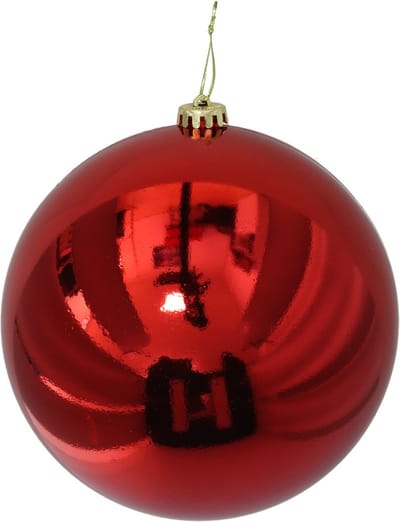 Gerimport Grote decoratie kerstbal - rood - 20 cm - kunststof - glimmend - kerstversiering