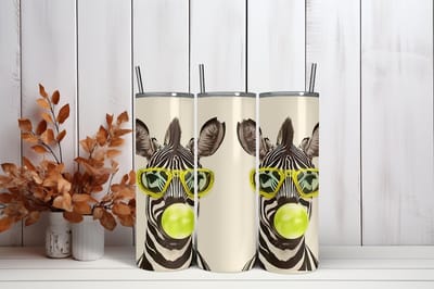 Thermosbeker Zebra met zonnebril - 600 ml RVS Tumbler met Rietje - Cadeau - Schoolbeker - Antilek dop - Vaatwasserbestendig - Werkbeker - To go beker - Zomaar
