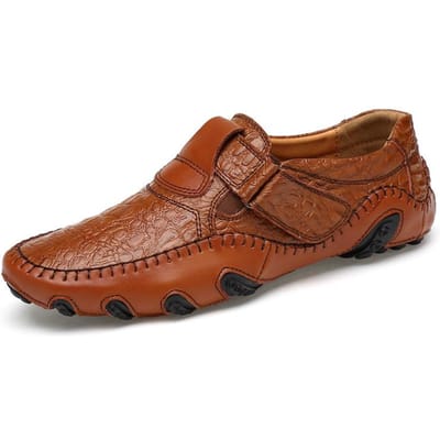 Plus Size Lente en Zomer Heren Instappers Echt Leer Zachte Zool Gommino Mode Trendy Schoenen Rijschoenen 48 bruin