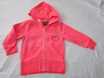 dirkje , meisje, gilet , fluor rose , sportief , rits en kap , 92 - 2 jaar