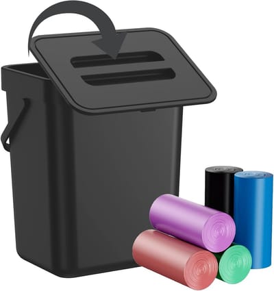 Compostbak Keuken - Afvalbak Deksel - Afvalscheiding Thuis - Geurloos Opslagontwerp - 3 Liter Inhoud - Zwart