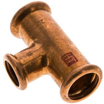 Tee Press Fitting - 18mm & 22mm Persmof - Koperlegering