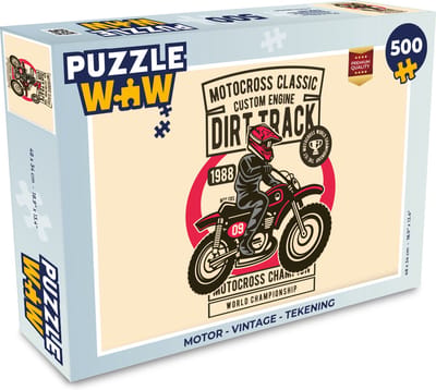 Puzzel Motor - Vintage - Tekening - Legpuzzel - Puzzel 500 stukjes