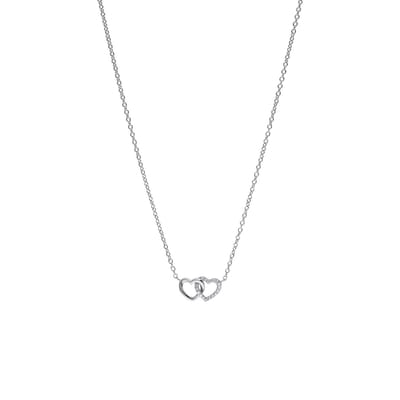 Lucardi Dames Zilveren ketting met hanger hartjes zirkonia - Ketting - 925 Zilver - Zilver - 45 cm