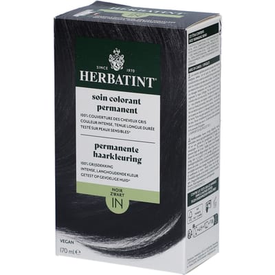 Herbatint Haarverf - Permanente Vegan Haarkleuring - Natuurlijke haarkleuring - 100% grijsdekking - Zonder gebruik van ammoniak - 1N Zwart – 170 ml