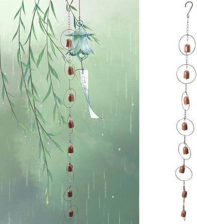 Dailygoods- Regenketting Hangende Regenbel - Decoratieve Tuinwindgong - Muzikale Feng Shui Chimes - IJzeren Dakgootafvoer - Elegante Afwerking - Rustgevende Geluiden