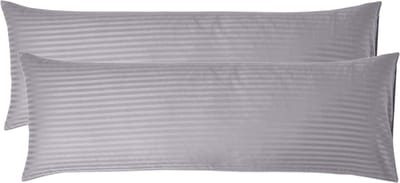 Homescapes Satijn Streep Katoen Kussensloop 50x140 cm Langwerpig – Set van 2 – Zilvergrijs – 100% Egyptisch Katoen – Draaddichtheid 330