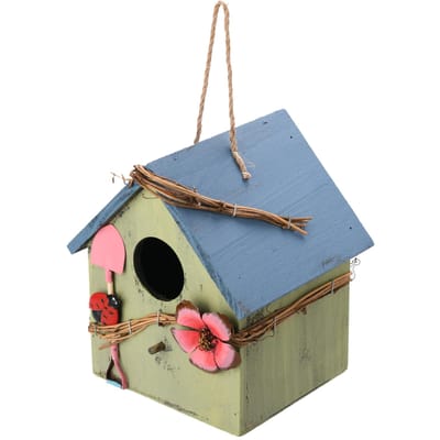 Houten Vogelhuisje Wandgemonteerd Vogel Hangend Tuin Decoratief Vogelhuis voor Patio Tuin Villa gray