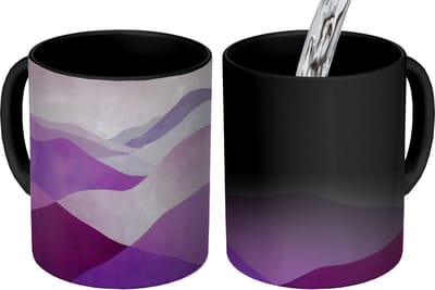 Magische Mok - Foto op Warmte Mokken - Koffiemok - Abstract - Heuvels - Landschap - Paars - Magic Mok - Beker - 350 ML - Theemok