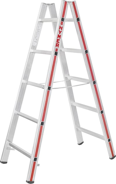 Tweezijdige Stalen Trap met 2x5 Sporten - Stevige Dubbele Ladder