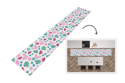 Keukenloper - Loper keuken - Zomer - Patroon - Flamingo - Monstera - 300x50 cm - Keukenloper vinyl