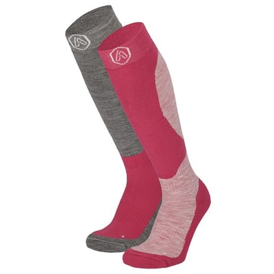 Apollo - Skisokken Kind - 2 X Paar - Unisex - Multi Roze - Maat 23/26 - Skisokken kinderen