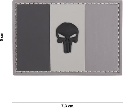 101 Inc Embleem 3D Pvc Punisher Franse Vlag Grijs  Zwart   20024