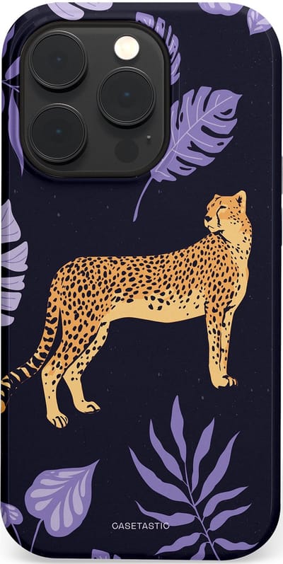 Casetastic Hoesje Geschikt voor Apple iPhone 14 Pro Magsafe - Stijlvolle Beschermende Duo-layer Case - Cheetah snelheid