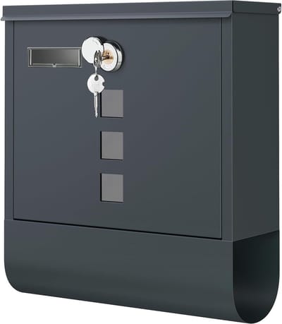 Wall Letterbox with Copper Lock Cylinder - Easy Installation and Newspaper Compartment - Anthracite GMB20AG