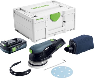 Festool ETSC 2 125-Basic accu excenterschuurmachine 18 V 125 mm borstelloos + 1x accu 3.0 Ah + systainer - zonder oplader
