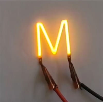 -M- COB LED 3V Filament Letter Geel 3 x 3 cm FPC 2200K 1W Warm-wit