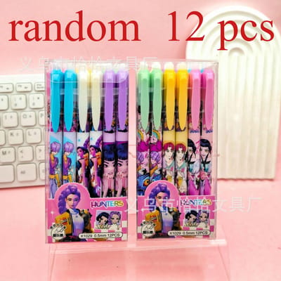 Nieuwste Kpop Demon Hunter 0,5 mm uitwisbare gelpen - herbruikbare zwarte wrijfpennen geschikt voor kantoorbenodigdheden
