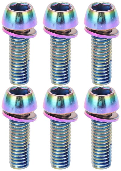Dailygoods- Stuurpen Schroeven - Roestvrij Staal - Antiroest - 6 Stuks - Geschikt voor Fietsonderdelen - Vacuum Titanium Gecoat - Fietsschroeven