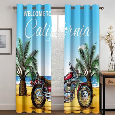 3D Cool Motorfiets Locomotief Patroon Zonnescherm Raamgordijnen 2 Panelen Jongens Tiener Slaapkamer Ruimte Woonruimte Decoratieve Raamgordijnen 100W130H(CM)40x51in&Hook