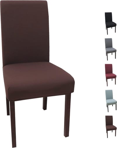 aladdien - Universele stretch stoelhoezen - Set van 6 - Moderne beschermhoezen - Bruin - Eetkamerhoezen - Perfect voor bruiloften en feesten