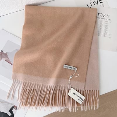 Écharpe de luxe en laine pour femme Cadeau Mode Bicolore Hiver Chaud Écharpes Franges Châles Pashmina Enveloppes Dame Bufanda 30x180cm brown