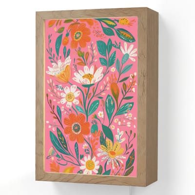 Wandlamp 20x30 cm - Oplaadbaar - Roze - Bloemen - Wit - Oranje - Wandlampen binnen woonkamer - Slaapkamer lamp met kabel - Decoratieve nachtlamp - Vloerlamp snoer
