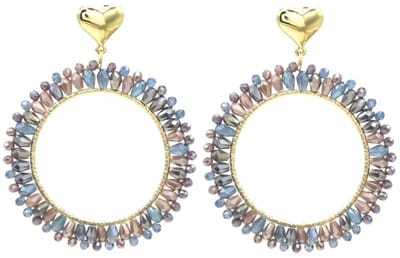 Oorbellen - oorhangers - 6cm - goudkleurig - hartje - liefde - sieraad - kralen - accessoire - cadeau - geschenk - feest – feestdagen – valentijn – cadeau