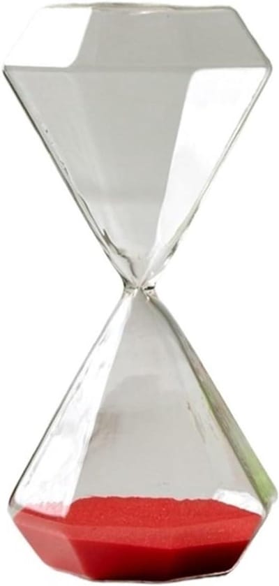Zandloper set - Glazen timer - Tijd bijhouden - Diamant styling - 2 stuks - Rood en transparant