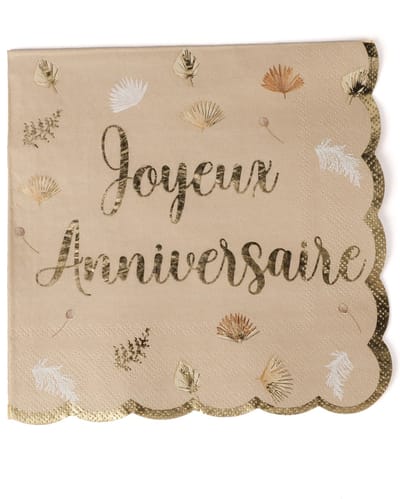 ARTYFETES - 16 "Fijne Verjaardag" Boho Blush en Goud Gegolfde Servetten
