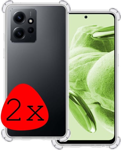 Hoesje 2 Stuks - Geschikt voor Xiaomi Redmi Note 12 4G - Sterk & Shockproof - Siliconen Case - Back Cover - Telefoon Hoes Shock Proof - Transparant