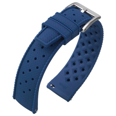 Tropic Style Basket Weave Horlogebandje Silicone Rubber - Makkelijk Zelf te Monteren - Blauw 18mm
