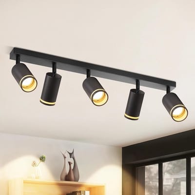 Glitzerlife - Plafondspot Plafondlamp - Draaibaar en Kantelbaar 5xGU10 Opbouwspots - Modern Design - Ø73cm - Zwart