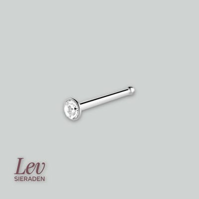 Lev Sieraden - kogel neusknopje met zirkonia - Gerhodineren 925 zilver
