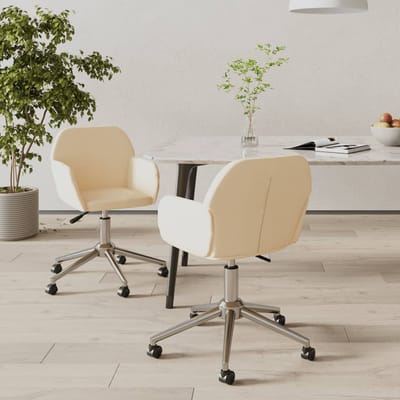 vidaXL - Eetkamerstoelen - 2 - st - draaibaar - stof - crèmekleurig
