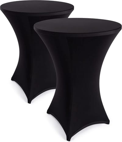 Statafelhoezen Set - Hoezen voor hoge tafel - Feestelijke decoratie - Elastisch materiaal met versteviging - Ø 60-65cm - Zwart