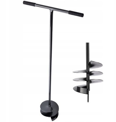 KADAX Handboor, grondboor van metaal, grondboor, paalboor, plantenboor, paalboor voor tuin, planten, handboor, spiraalboor, grondboor, 200 mm