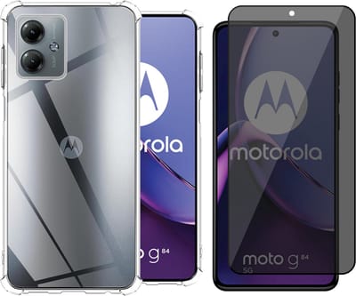 Hoesje geschikt voor Motorola Moto G84 - Privacy Screenprotector Volledig Dekkend Glas - Shockproof Transparant